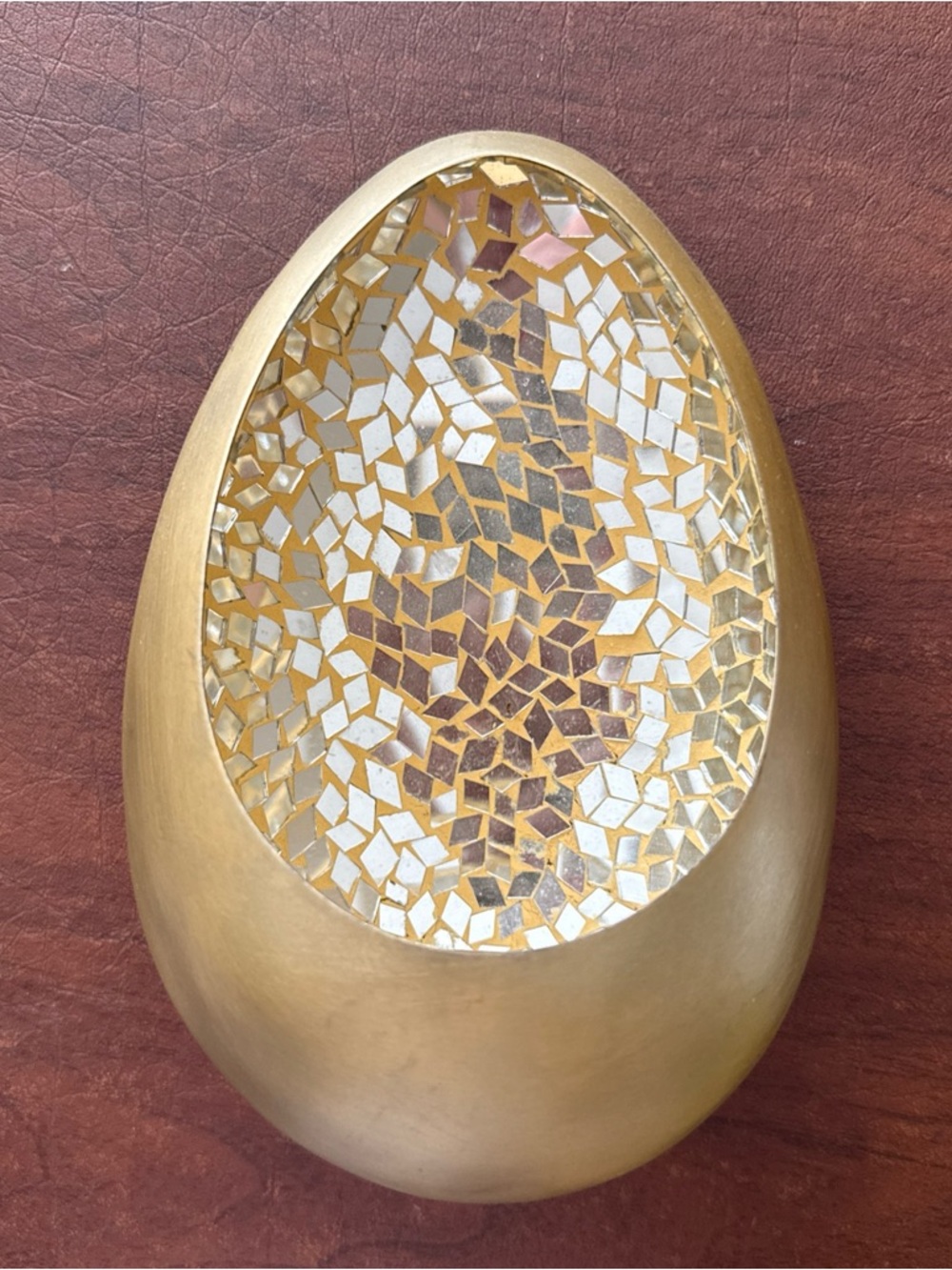NWOT Mosiac Glass/metal Egg Wall Decor Art Tea Light Holder-Bohemian; 7”T